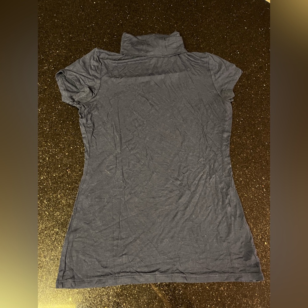 H&M Navy Short Sleeve Turtleneck Top